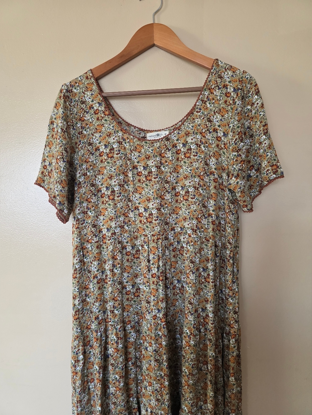 Natural Life Lucia Floral Tiered Maxi Dress M Oversized Boho Cottagecore Prairie - Picture 3 of 12